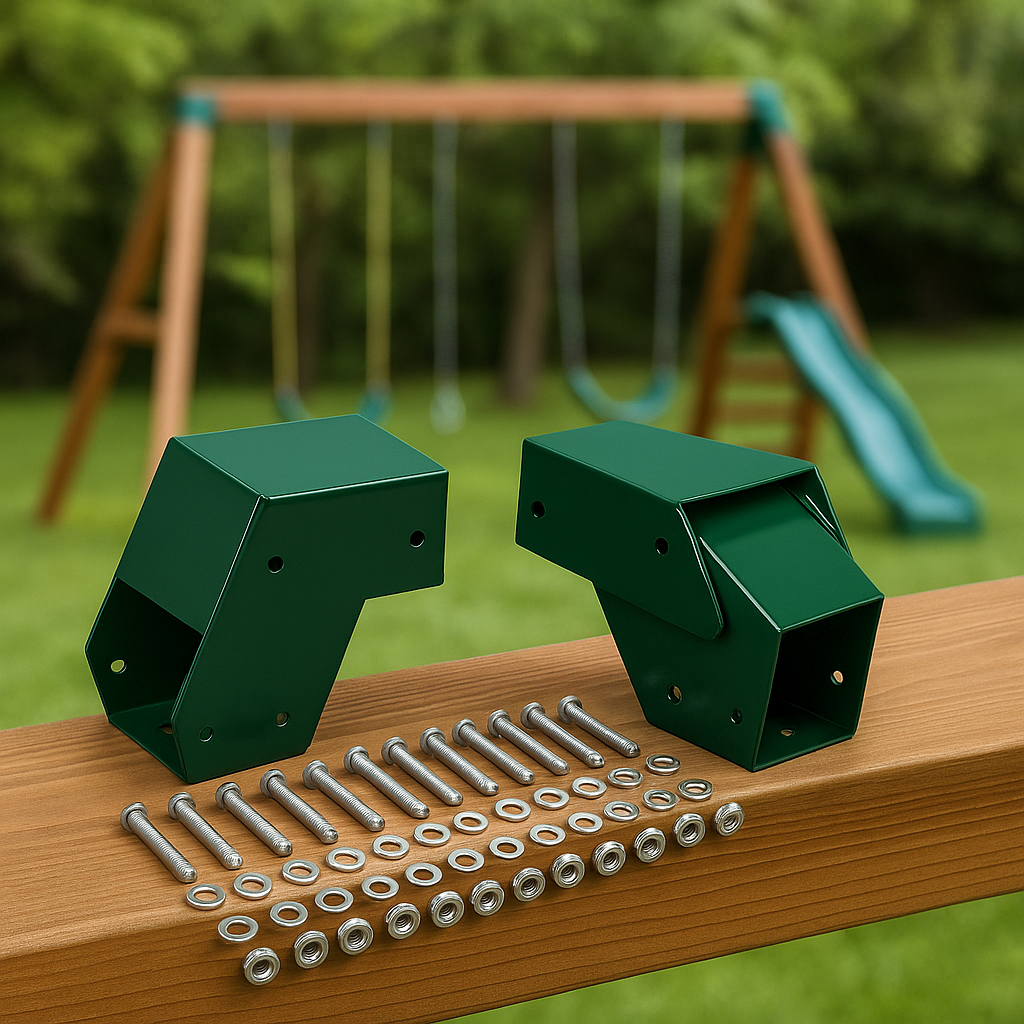 Jungle Gym Kingdom 2-Pack Heavy Duty Swing Set Brackets – DIY A-Frame Hardware for Backyard Playsets