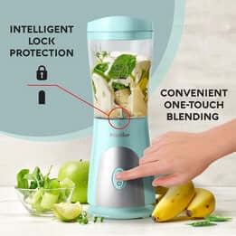 Mueller blender packaging showing features for shakes and smoothies.