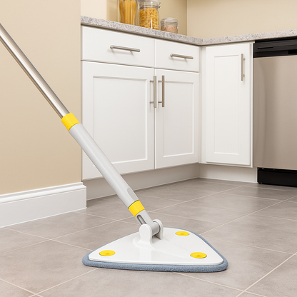 360° Rotatable Triangle Squeeze Mop – Telescopic Self-Wringing Spin Mop with Microfiber Pads for Wet & Dry Cleaning