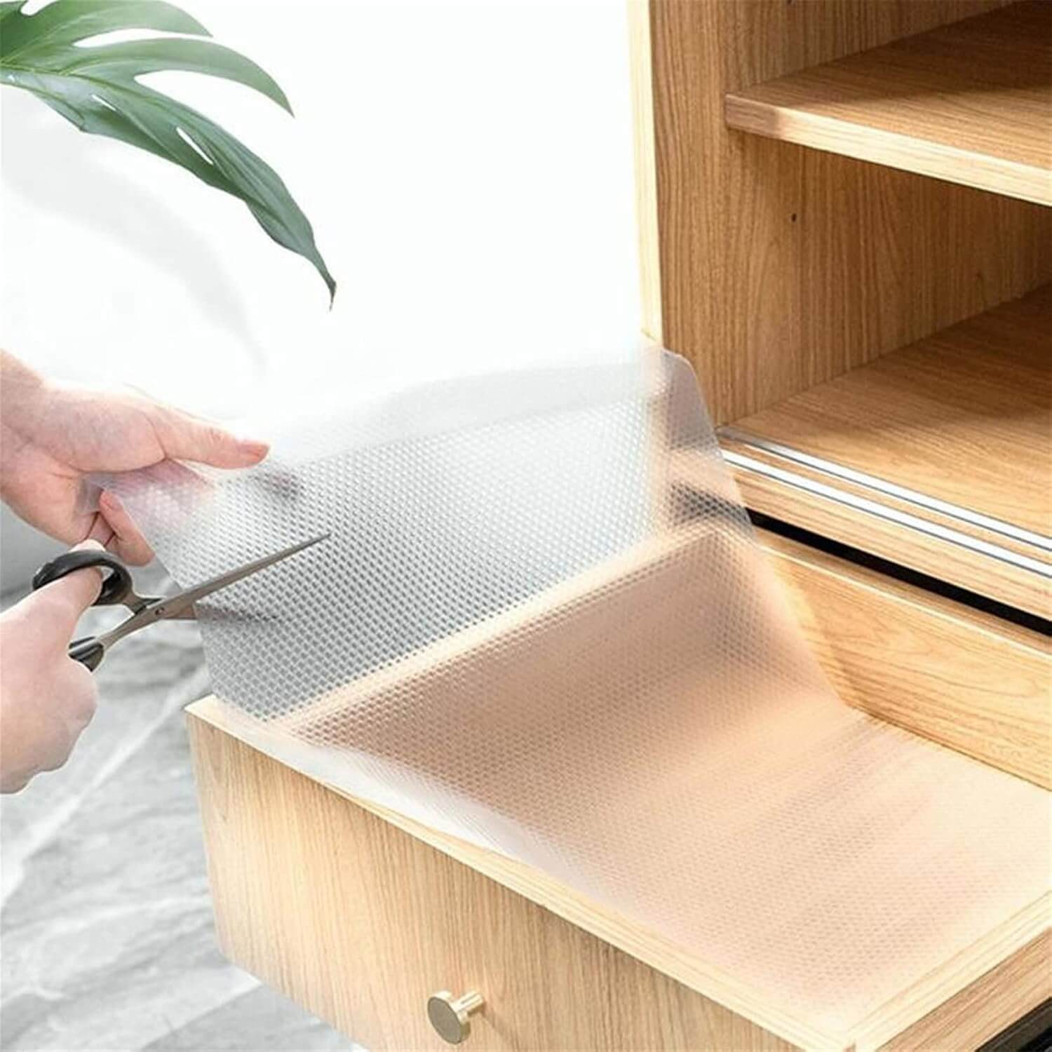 Roll of plastic shelf liner for cabinets and drawers