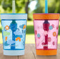 Kid-friendly drinking cups with secure lids and handles