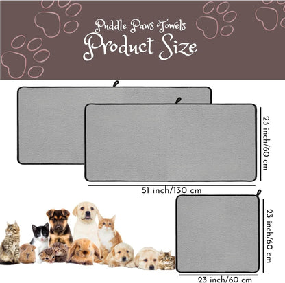 Two large and one small pet towels for drying dogs