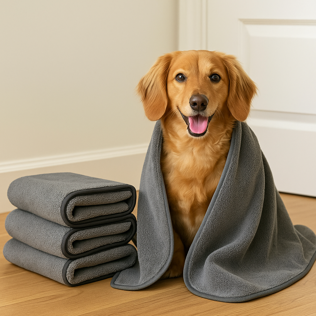 Puddle Paws Dog Towels – 3-Pack Microfiber Set (2 Large 51"x23", 1 Small 23"x23") – Ultra Absorbent, Quick Dry Pet Towels