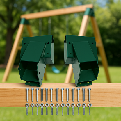 Jungle Gym Kingdom 2-Pack Heavy Duty Swing Set Brackets – DIY A-Frame Hardware for Backyard Playsets