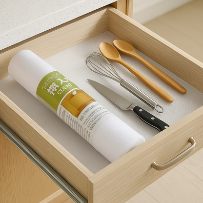 Clear Shelf Liner – Non-Adhesive, Non-Slip Cabinet & Drawer Liner (17.72" x 59.06") – Trim to Fit, BPA-Free EVA