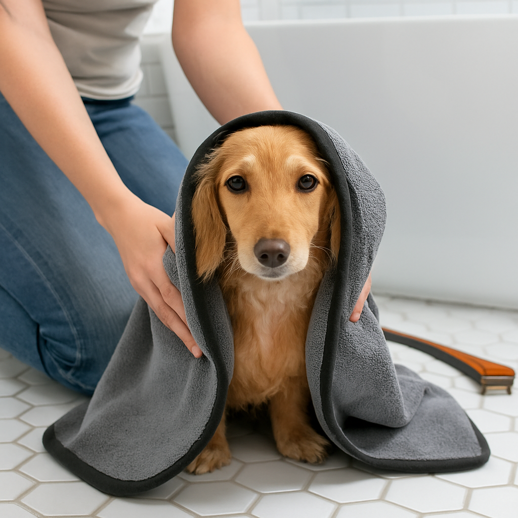 Puddle Paws Dog Towels – 3-Pack Microfiber Set (2 Large 51"x23", 1 Small 23"x23") – Ultra Absorbent, Quick Dry Pet Towels